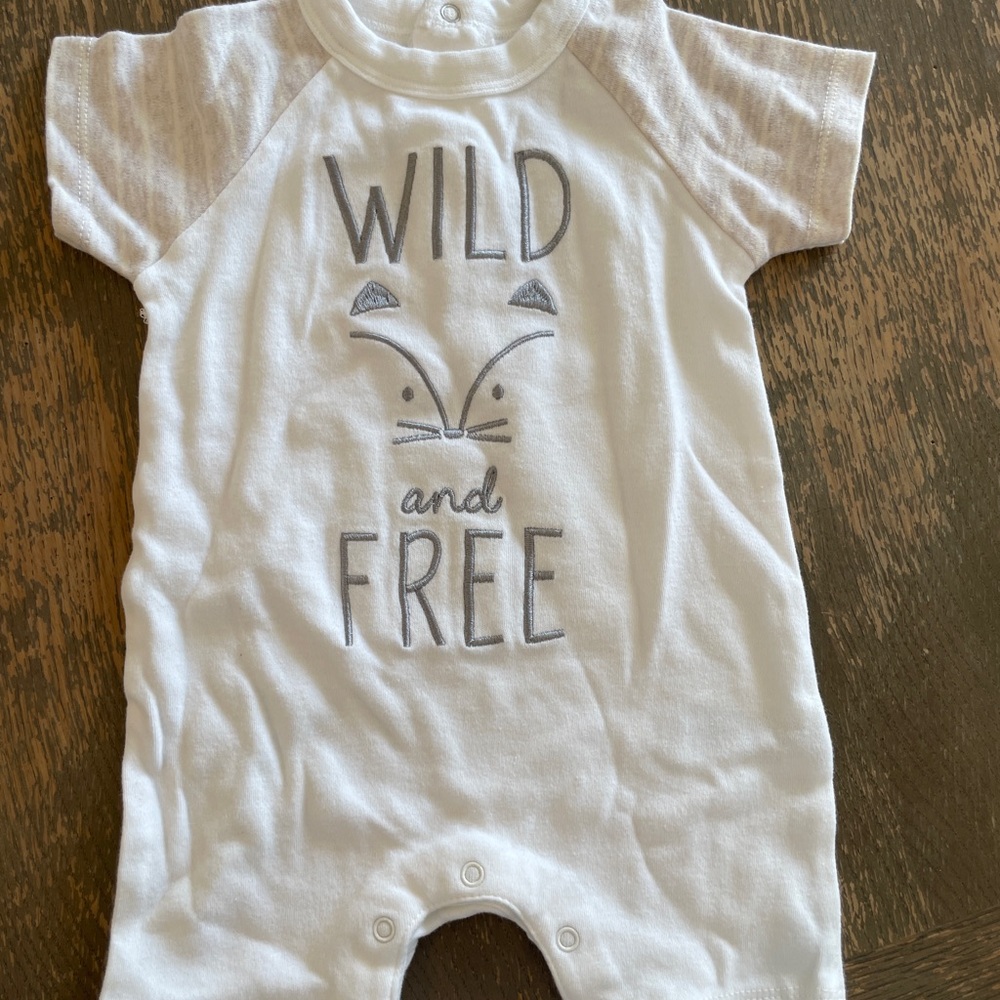 Wild and Free” Baby Romper – Neutral White (6–9M)